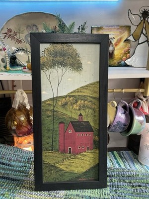 WARREN KIMBLE FRAMED PRINT.. Silo BARN Rolling Farm FOLK ART 23