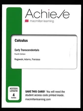 Achieve Access Code for Calculus Early Transcendentals (4-Term) by Rogawski 4th