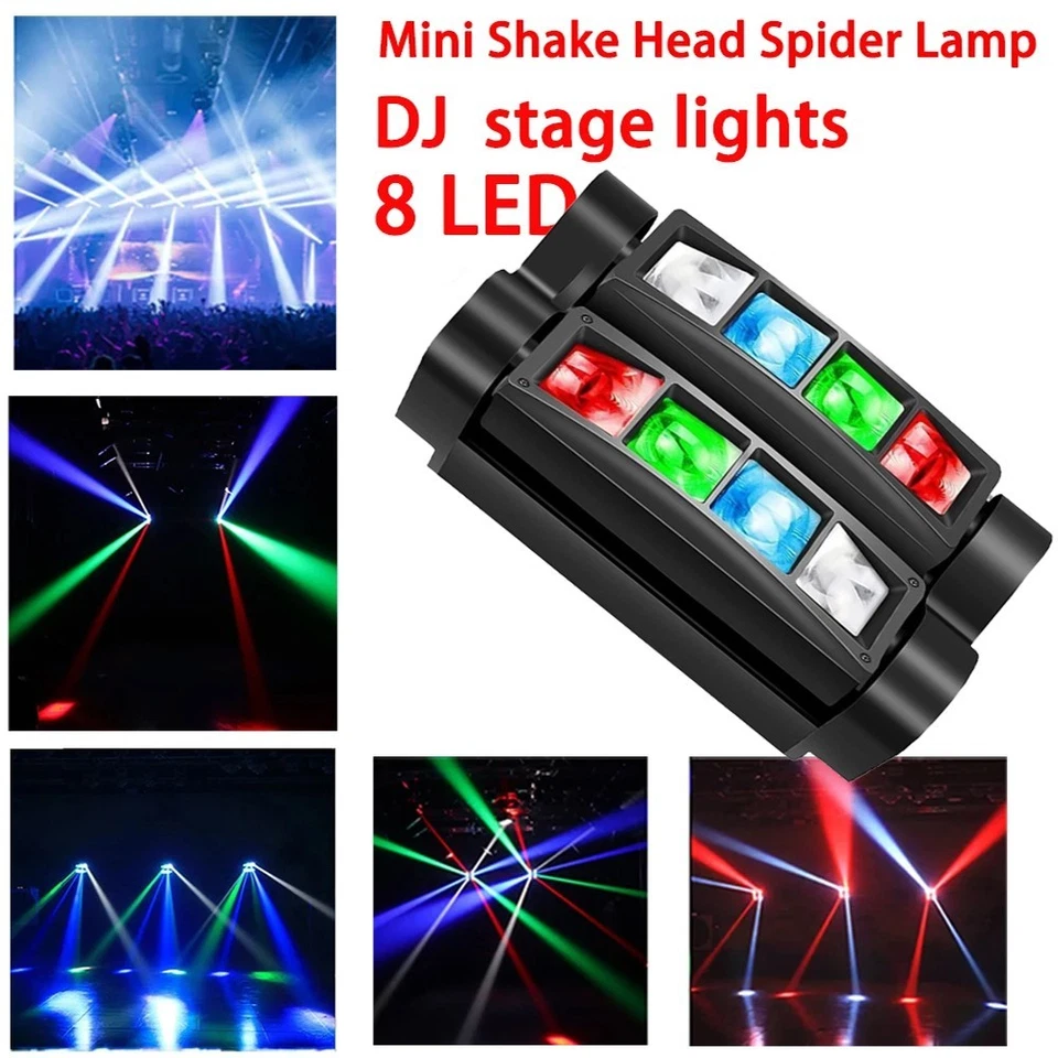 8LED RGBW Spider Beam Moving Head Stage Lighting DMX DJ Party Disco Lights - Image 2 of 4