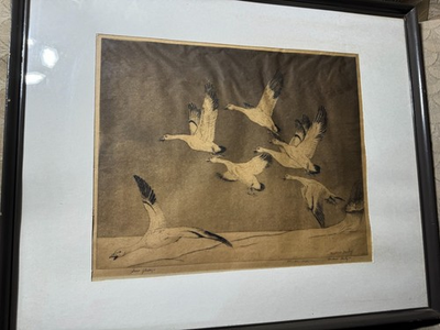 #ad Frederic H. M. S. Farley 1895 1966 quot;Snow Flurryquot; Aquatint Drypoint Signed $223.75