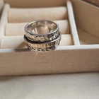SILPADA Ring Sterling Silver 2-Tone Vintage Hammered Rotating Band  Size 7