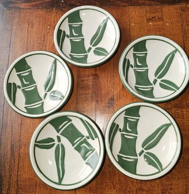 Lee Of Hawaii Ceramic 5 Pc Tidbit Wasabi Dishes Tropical Green Nice