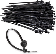 Cable Zip Ties 8 Inch, Black Zip Ties with Retainer - Fir Tree Nylon Push Mount