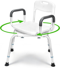 Swivel Shower Chair for Elderly  Disabled - Heavy Duty Bath Seat with Arms