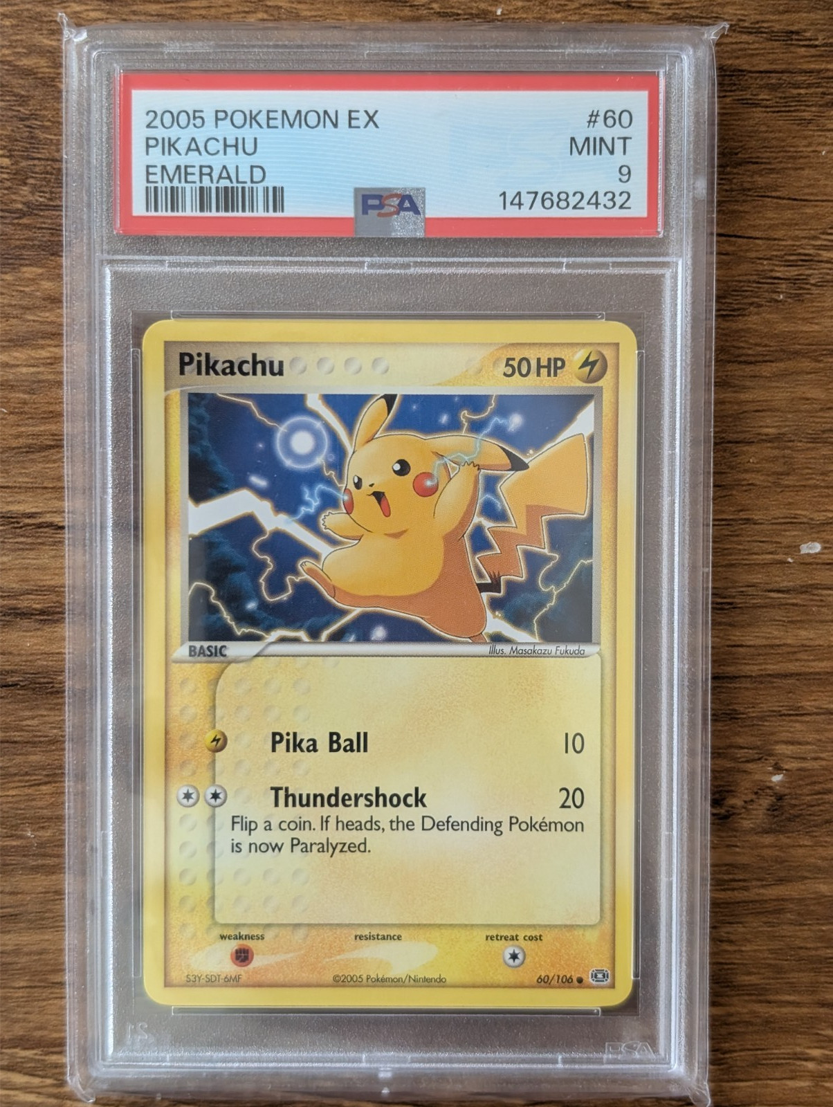 2005 Pokemon EX Emerald PSA 9 Pikachu #60 Non-Holo FRESH SLAB