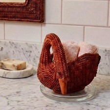 Vintage Duck Swan Goose Basket Wicker Country Farmhouse Cottage Core Decor