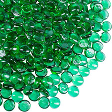 Flat Glass Marbles Vase Filler Beads 1lb, 100 Green Stones