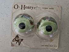 Vintage O Henry Wild Eyes -Frog Eyes - Ceramic Macramé Beads ~ NOS