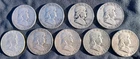 Franklin Half Dollars 90% Silver - 9 coins - Circulated