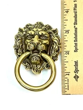 NOS Large 3.5" Lion Head Drop Ring Drawer Pull KBC Brass Co lot7497