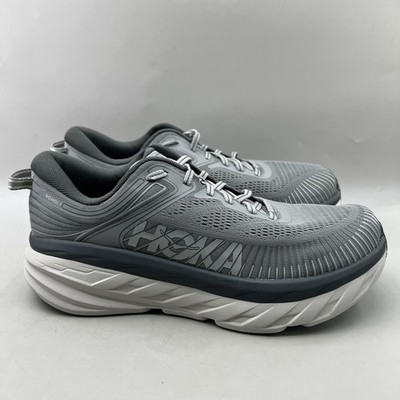 Hoka One One Bondi 7 Running Shoes Men 9.5 2E Wide Gray Mesh Comfort Sneakers