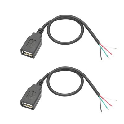 Short USB A Female To 4 Pin Bare Wire 11 Inch 24AWG 5V/2A Pigtail Power Data