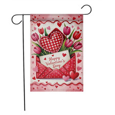 Happy Valentine's Day Garden Flag Love Letter Envelope Tulip Flowers Yard Banner