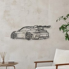 PORSCHE 911 GT3RS Metall Silhouette Wand Schild Auto Geschenk Dekoration Garage 