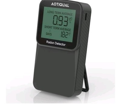 Radon Detector, Visual Alarm,LCD Color Display Basement pCi/L or Bq/m3