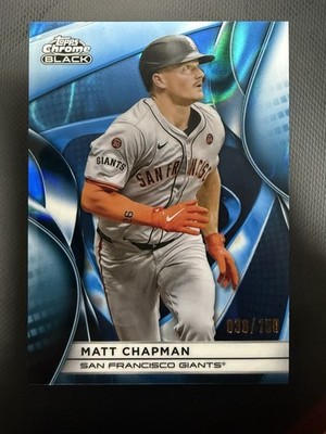 2025 Topps Chrome Black Matt Chapman Blue Refractor SP #’d 36/150 Giants