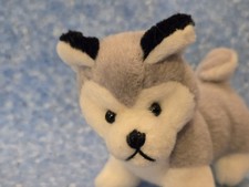 Plüschtier Husky, Hund, Stofftier, Schwarz, grau und weiß,  10 cm lang
