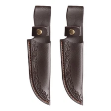 2pcs Leather Knife Sheath 8.46" Genuine Leather for Outdoors, Deep Brown