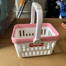 2018 Fisher Price White  Pink Pretend Shopping Grocery Food Basket For Kids