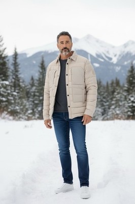  NWT Obermeyer Men's Explorer Down Shirt Jacket Size XL Cement Beige $249