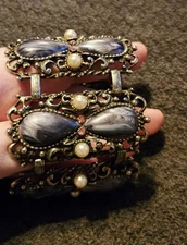 Selro Purple Swirled Lucite Crystal Rhinestone Huge Victorian Revival Bracelet