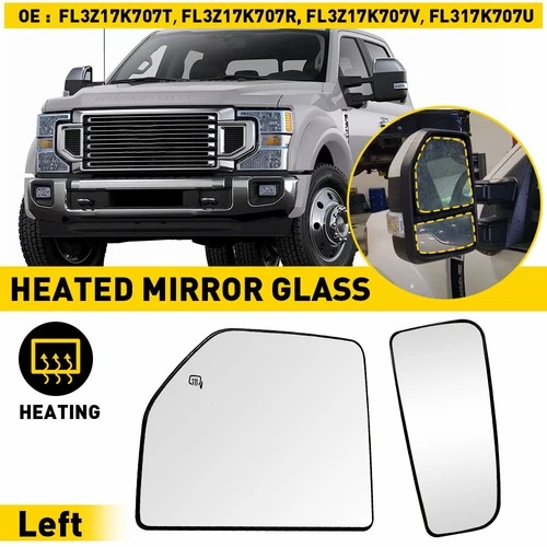 Front Driver LH Side View Mirror Glass Heated Upper+Lower For FORD 17-22 F250 SD