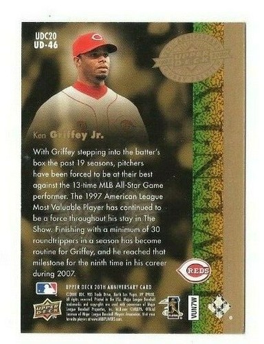 KEN GRIFFEY JR 2008 UPPER DECK HOBBY PREVIEW 20TH ANNIVERSARY FREE SHIPPING - Picture 2 of 2