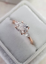 2Ct Cushion Cut Moissanite Three Stone Engagement Ring 14k Rose Gold Plated