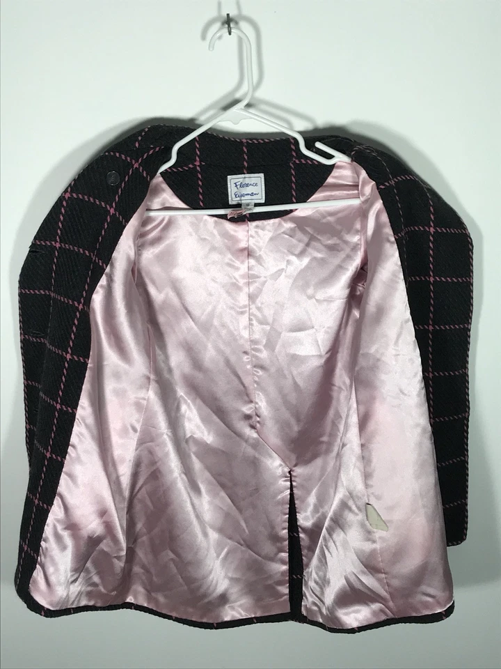 Florence Eiseman Girl’s Pea Coat Size 10 Gray And Pink Button Down 25% Wool - Image 3 of 4