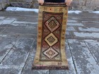 Vintage Hand Knotted Oushak Runner, Turkish Wool Rug, Bohemian Style Runner