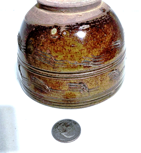 Antique Tang-Song Combed Designs Brown/Ochre Glazed Porcelain Bowl Lot 4-1/2" - Picture 4 of 7