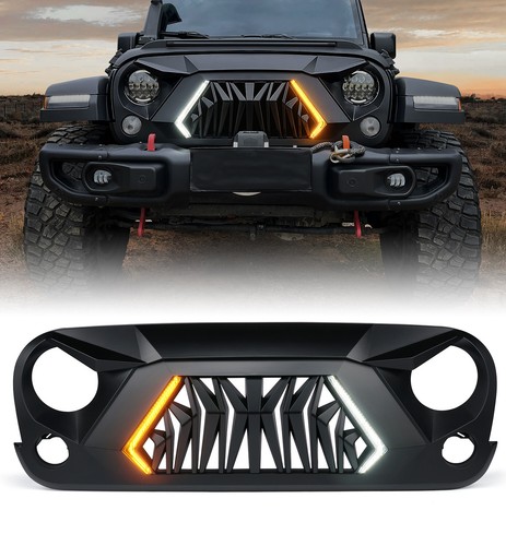 Luces de señal de giro de rejilla de tiburón ámbar negras para Jeep Wrangler JK Rubicon 07-18 - Imagen 1 de 7
