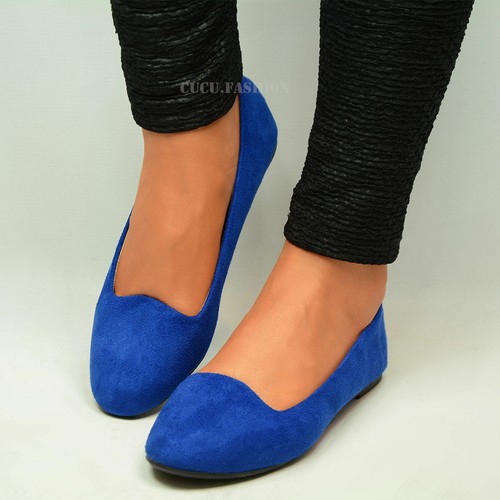 Womens Ballerina Ballet Dolly Pumps Ladies Flat Black Loafers Shoes Size New Uk - Picture 8 of 10