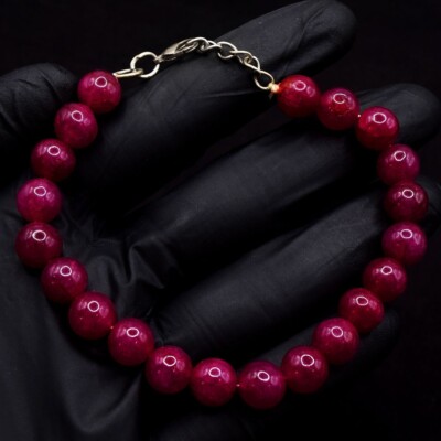 Tolles Top-Qualitäts-Armband 94 kt rosa Rubin Perlen wunderbar VK 08 E662
