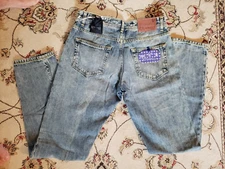 E. Marinella NWT Jeans Size 33 US In Solid Blue Cotton Denim