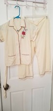 Vintage Pajamas top bottom set size 32 cream colored cotton