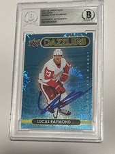 Lucas Raymond Signed UD Them Dazzlers Card IP Slabbed Beckett BAS COA Red Wings