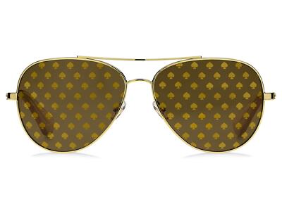 Kate Spade Avaline2 94R Gold Metal Sunglasses Brown Spade Logo Mirror Lens Kate Spade Aviator Sunglasses Gold Mirror 100% UV Protection  main image 3