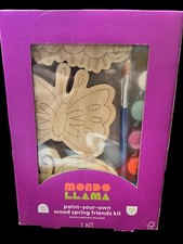 MONDO LLAMA 3pk Paint-Your-Own Spring Wood Friends Kit - NEW