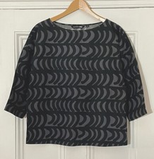 Marimekko X Uniqlo Women’s Grey Black Boxy 3/4-Sleeve Blouse Shirt S UK 10 EU 38