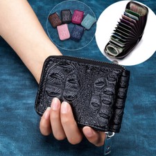 Men Women RFID Blocking Leather Accordion Wallet Credit Card Holder Zipper Purse