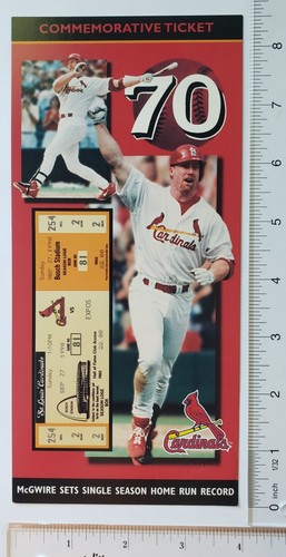 VINTAGE 1999 Mark McGwire St. Louis Cardinals Commemorative PROMO Ticket MLB - Picture 5 of 6
