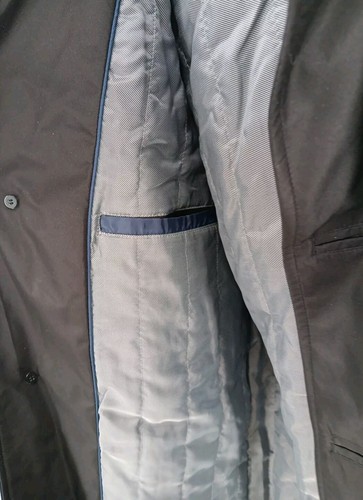 Cole Haan Men's Trench Coat Small Black Quilted Lining Water Resistant Button - Picture 8 of 10