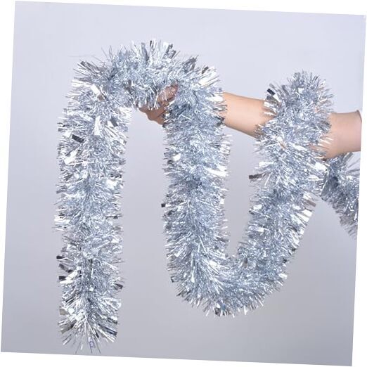 Silver Tinsel Garland 49.2Feet Christmas Garland Party Silver Garland