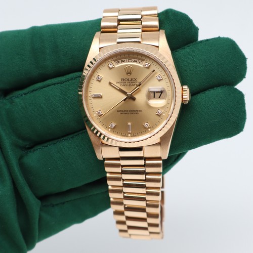 Montre homme Rolex President Day-Date 18238 36 mm or jaune 18K cadran diamant - Photo 3 sur 9