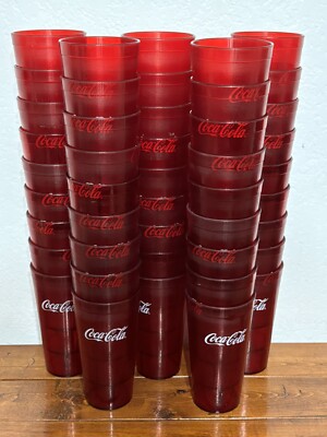 45) Coca-Cola Cups Glass Red Plastic 20 oz Diner Restaurant