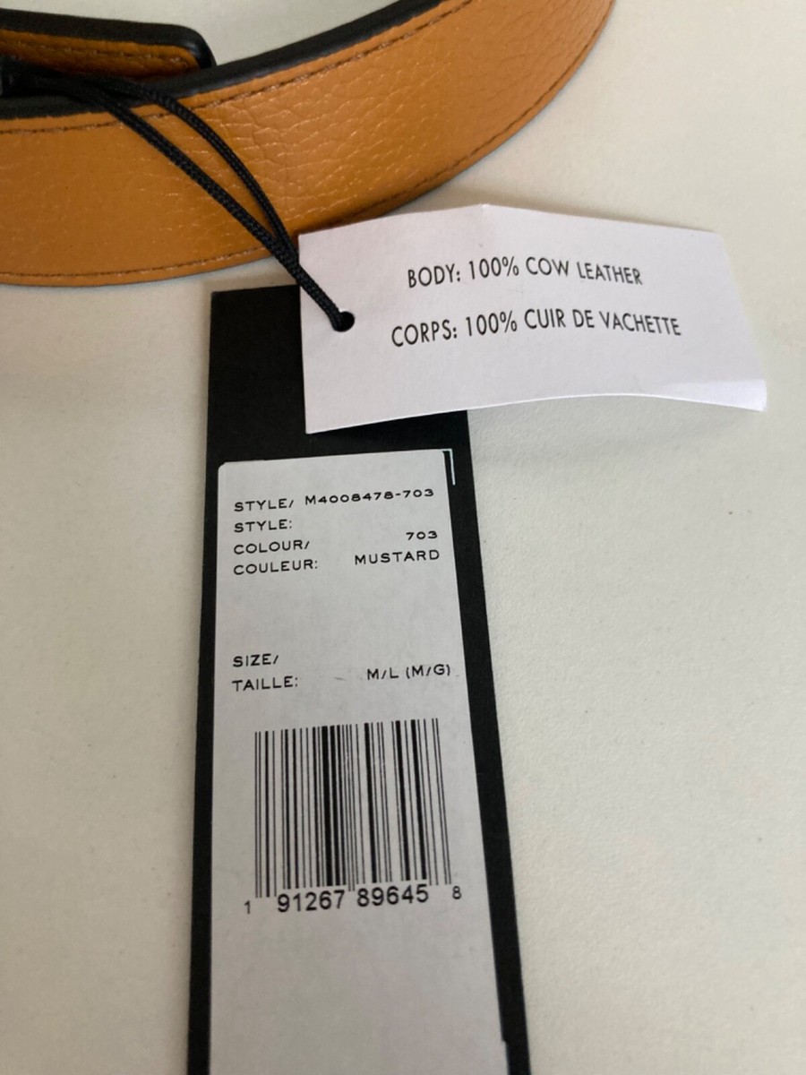 Marc Jacobs Leather Logo Reversible Belt Mustard/Black Size  display picture 1