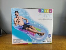 Intex King Kool Lounge Floating Swimming Pool Lounger with Headrest Cupholder