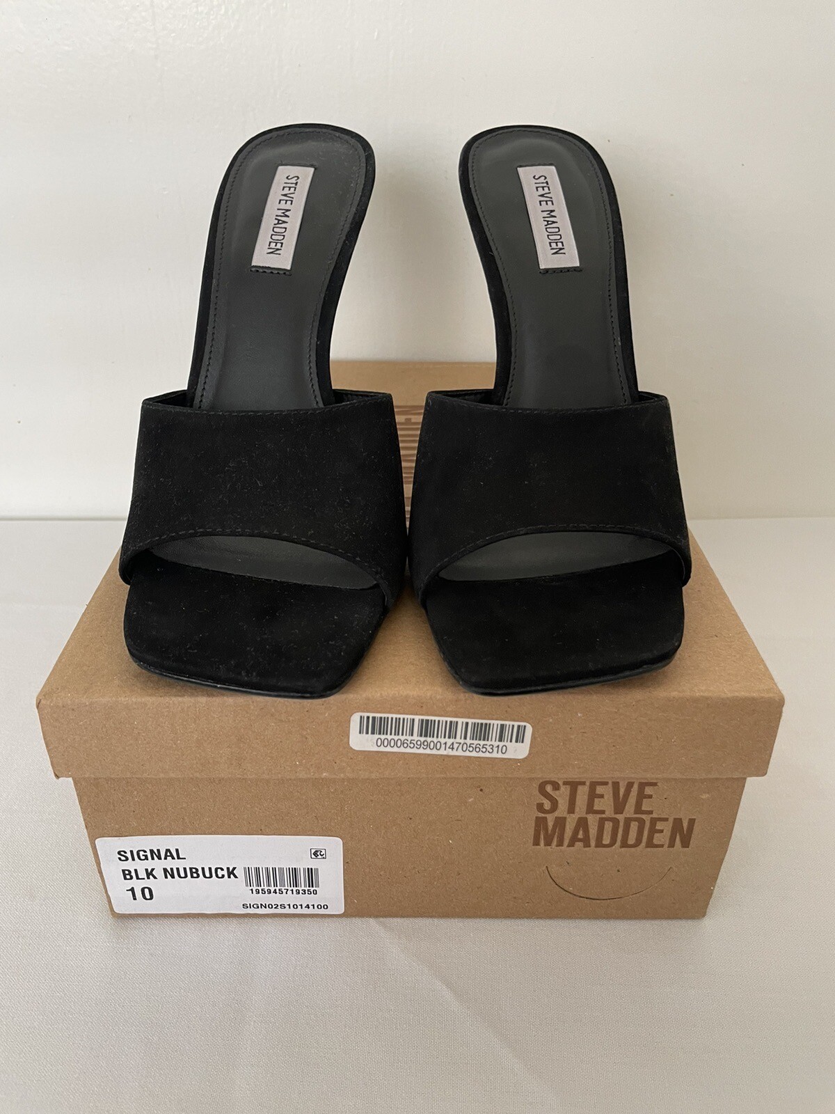 STEVE MADDEN SIZE 10 NEW BLACK SIGNAL NUBUCK HEELS