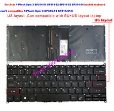 New US Keyboard backlit for Acer Spin 3 SP314-51 SP314-52 SP314-53N SP314-54N